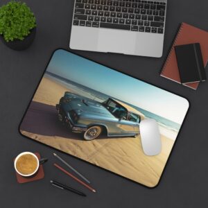 Vintage Convertible Beach Desk Mat – Retro Classic Car Mouse Pad