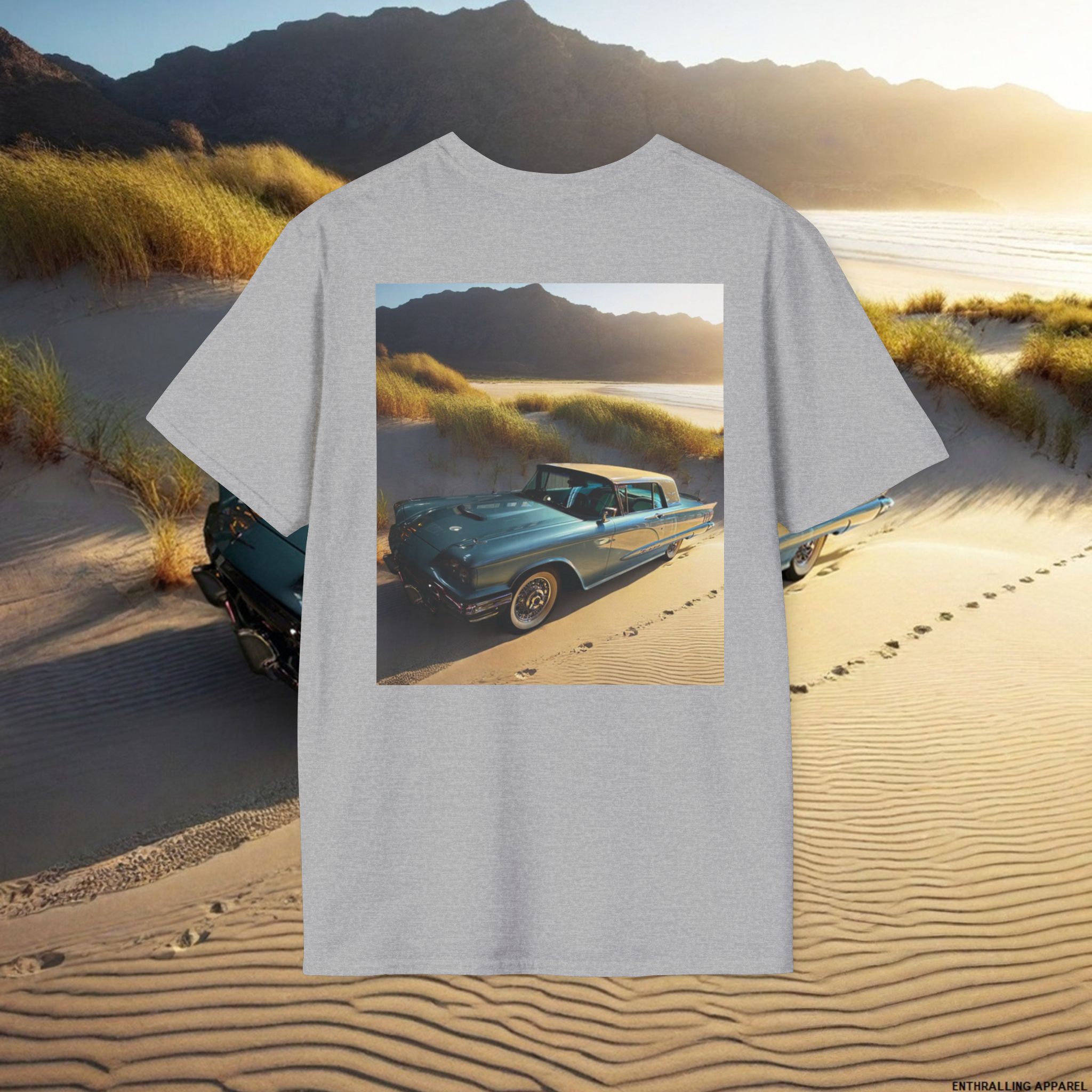 Classic Beach Cruiser T-Shirt — Vintage Car Sunset Graphic