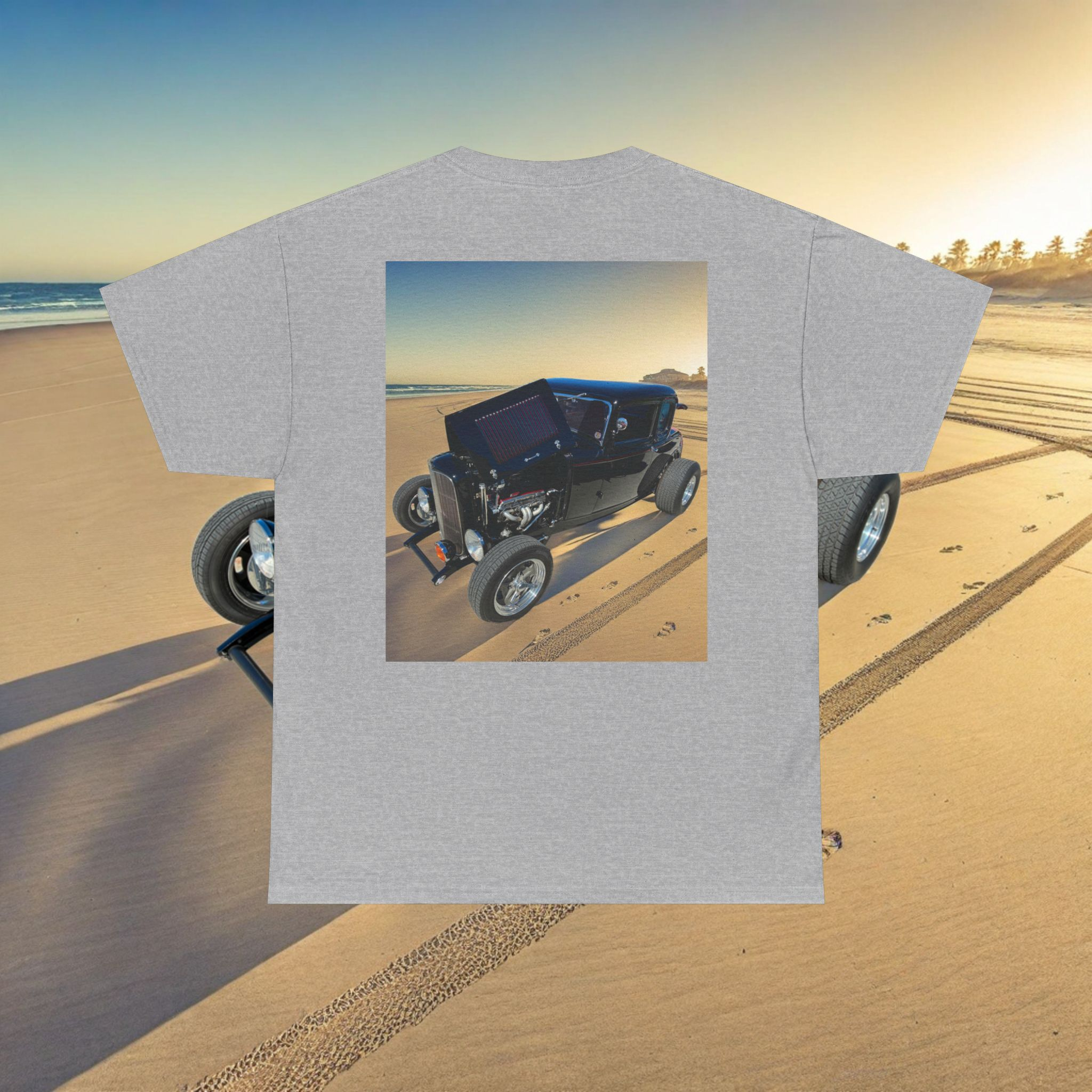 Vintage Hot Rod Photo Tee — Beach Classic Car T-Shirt