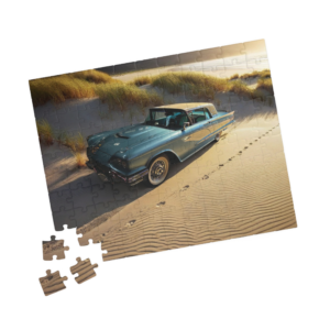 Vintage Car Beach Puzzle — Classic 1950s Convertible Jigsaw (110 pieces)