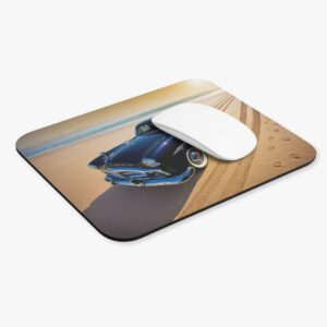 Vintage Car on Beach Rectangle Mouse Pad — Classic Cruiser Desk Mat
